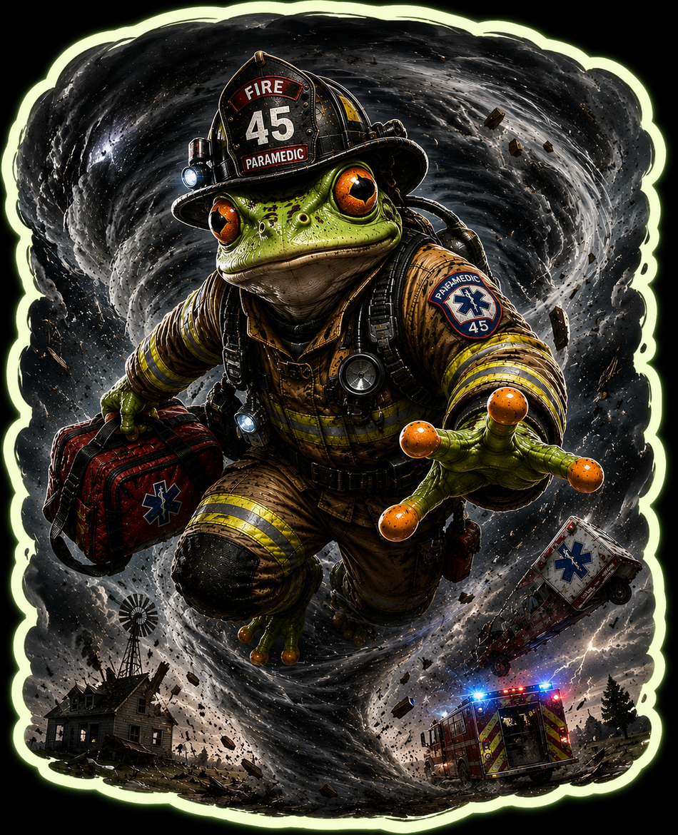 Firefighter Paramedic Frog 45 Design Customer Window or Helmet Decal (sqd.1)