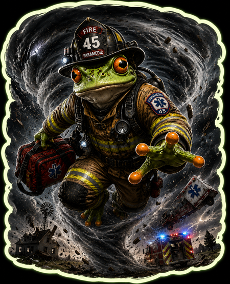 Firefighter Paramedic Frog 45 Design Customer Window or Helmet Decal economy non-reflective decal