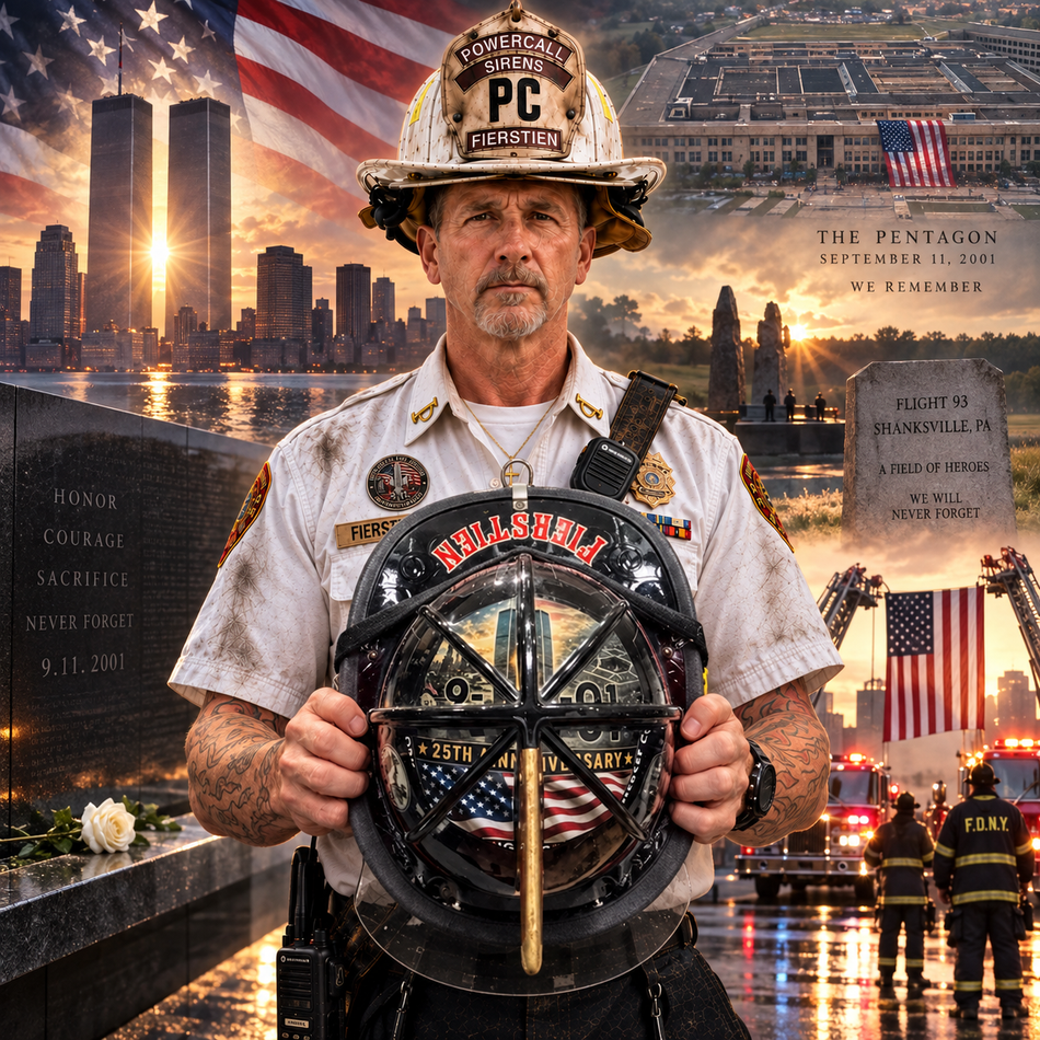 25th Anniversary of 9/11 Helmet Flag 8 Section Reflective Decal for most traditional helmets