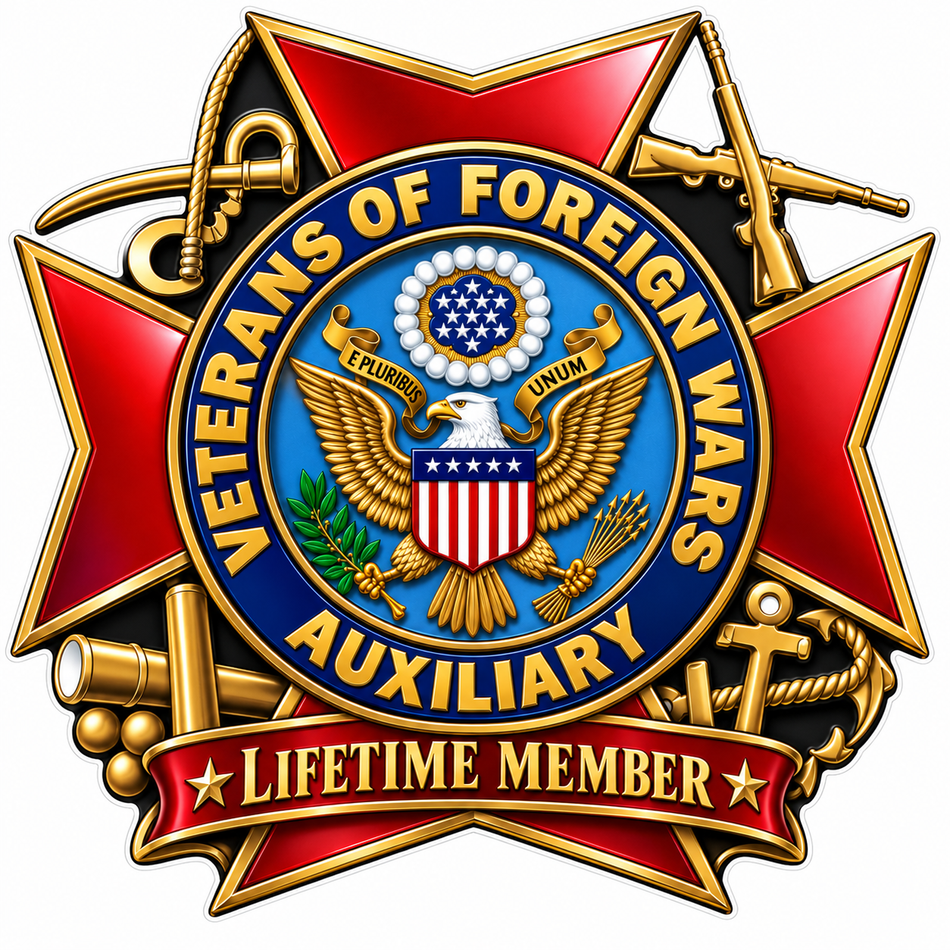 Veterans Lifetime Member PREMIUM Customer Window or Helmet Decal (sqd.1)