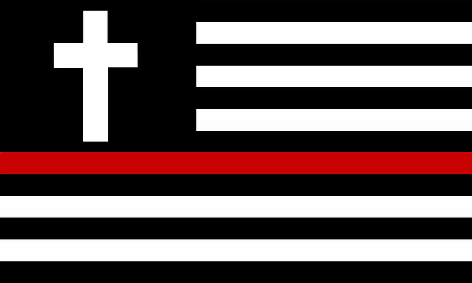 Christian Cross Firefighter Reflective Red Line Flag Decal with Cross