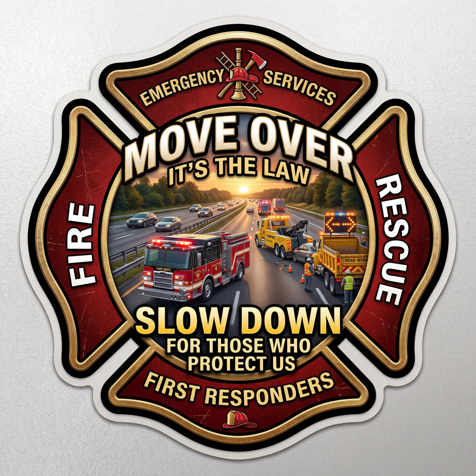 Move over Slow down Version 2 Window or Helmet Decal