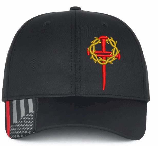 Christian Hats for Men and Women Red Line Jesus Cross with Crown of Thorns Red Gold