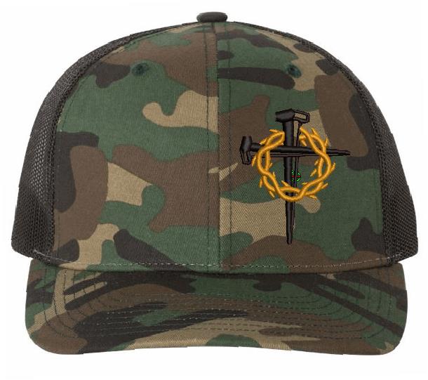 Jesus Crown of Thorns Richardson 112p Green Camo Hat with Free 911 Memorial Decal