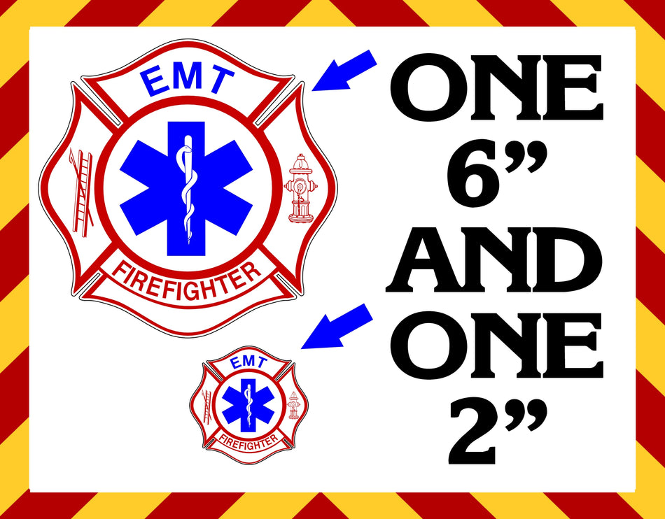 Window Decals - Set of EMT/FF 6" and 2" Reflective Decals