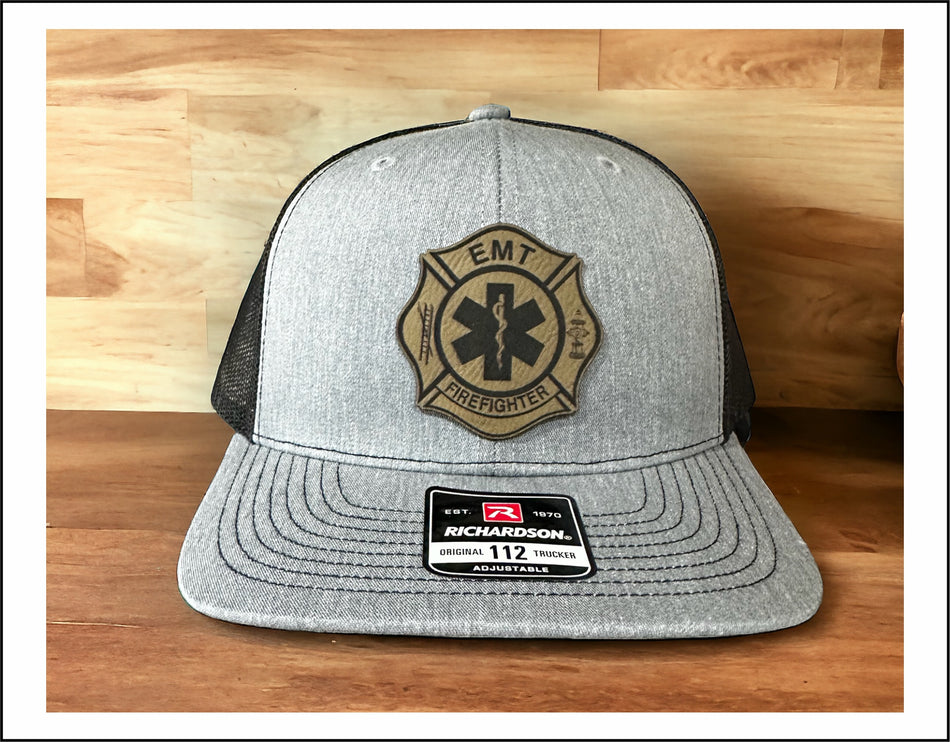 EMT Firefighter Custom Leather Badge Richardson 112 Hat