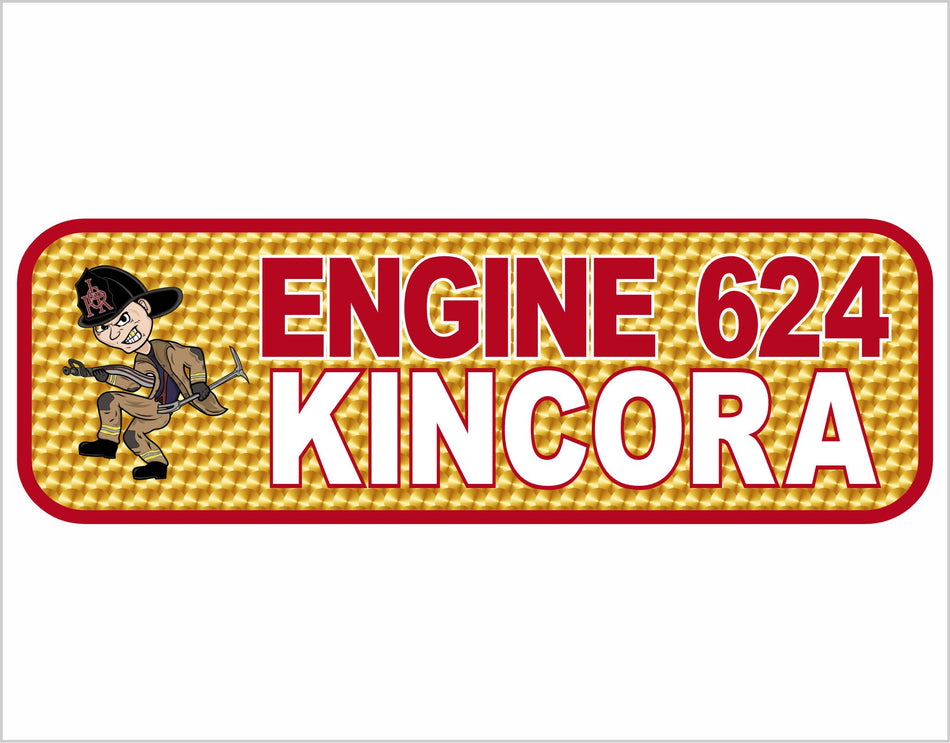 Kincora Engine 624 Custom 3" x 1" Equipement Label in Reflective
