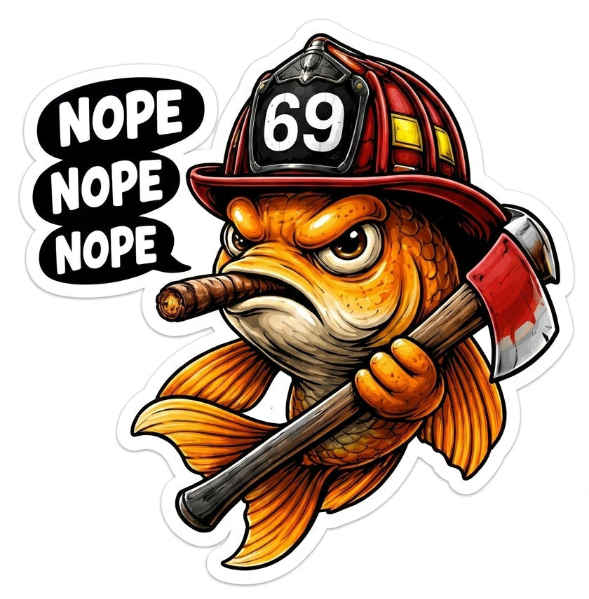 Nope Nope Nope Fish 69 Cigar Window/Helmet Decal or MAGNET