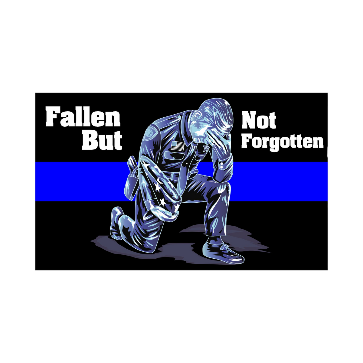 Fallen Officer Sticker Thin Blue Line Police Decal - Fallen but Not Forgotten Flag Style Wind ...