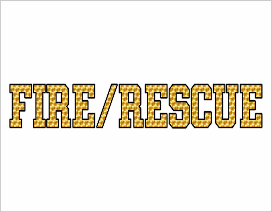 FIRE/RESCUE Printed Reflective Goldleaf Decal 22"x4"