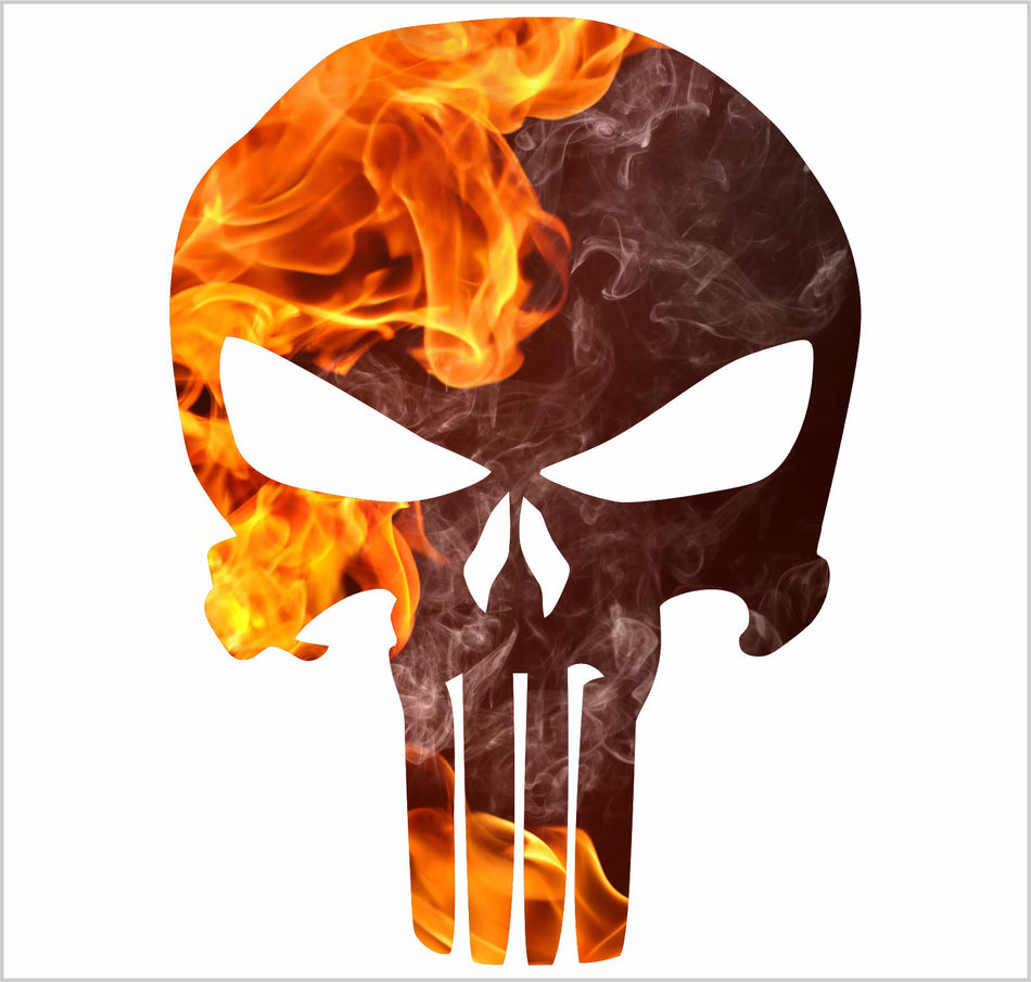 Punisher Skull Decal - Fire Flame Punisher Decal