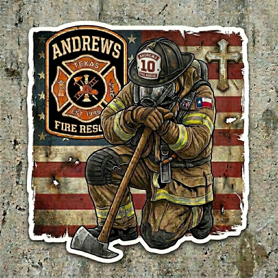 Andrews Fire Rescue 10 White Flag Window/Helmet Decal or MAGNET
