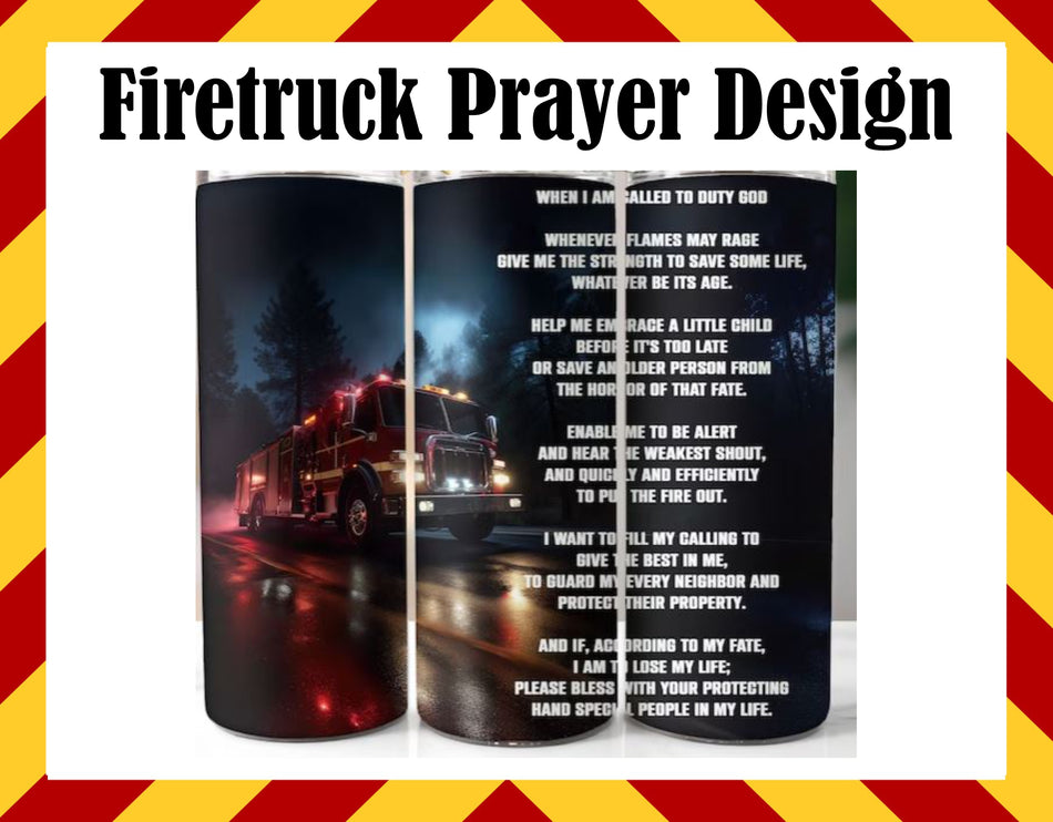 Stainless Steel Cup - Firetruck with Prayer Design Hot/Cold Cup