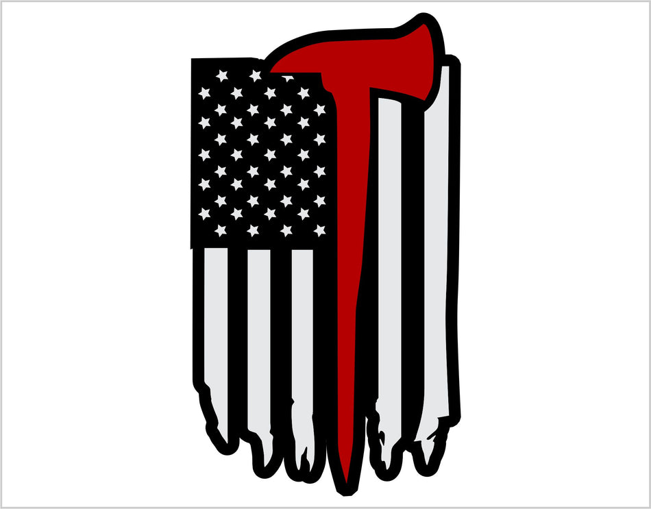 USA Flag with Axe Custom Helmet or Window Decal