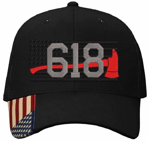 Firefighter Hat - Flag with Axe and Custom Number Flag Brim Hat