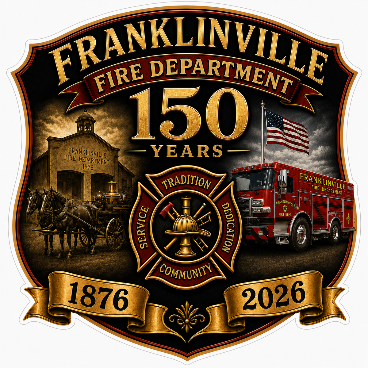 Franklinville Fire Dept. Window or Helmet Decal economy bulk decal