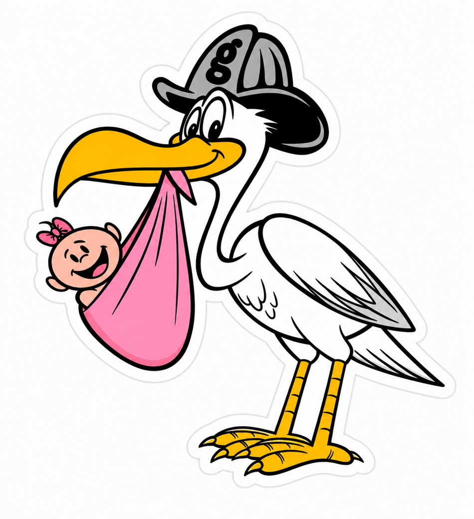 G Stork with Baby Customer Decal – Economy Bulk Decals sqd.1