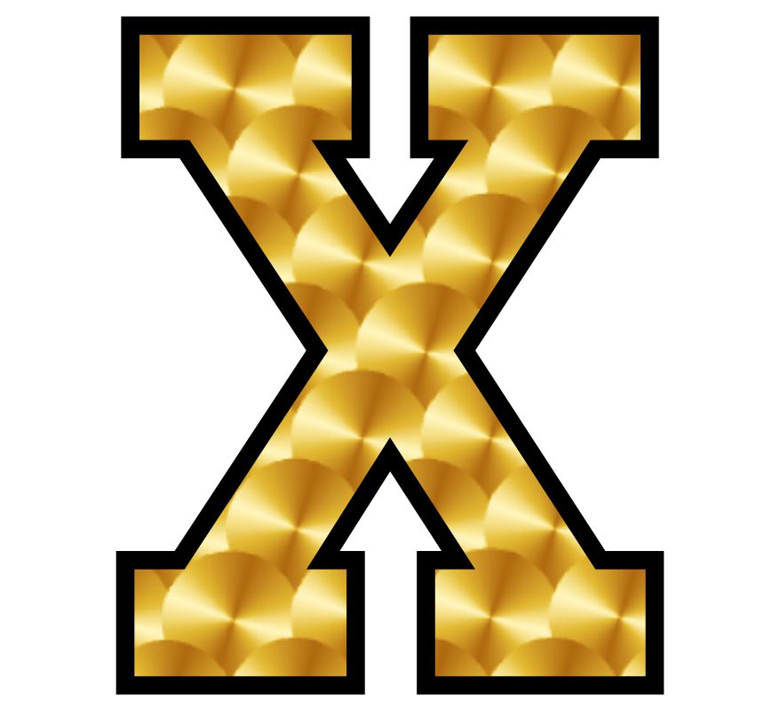 Gold Leaf Printed Reflective Letter X