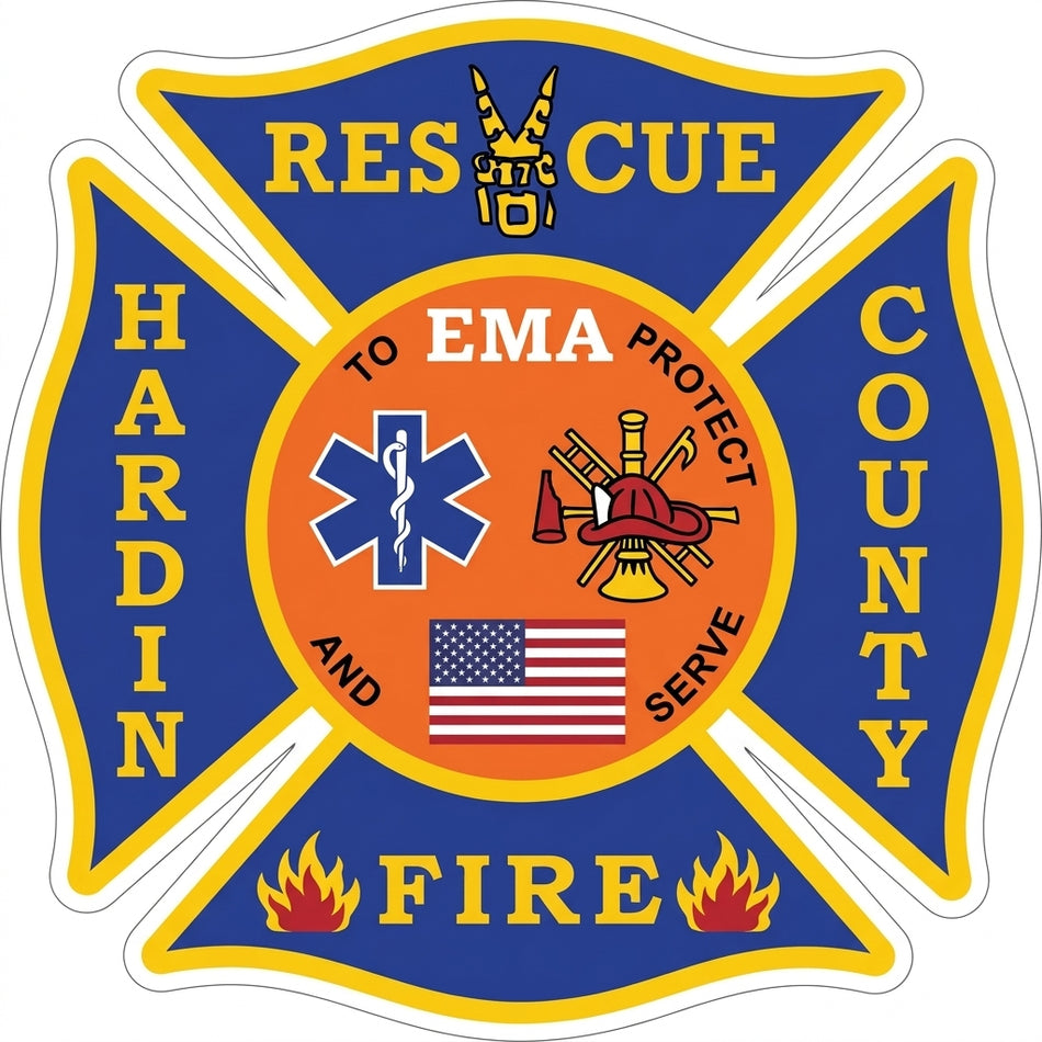 Hardin County Maltese Cross Window or Helmet Decal