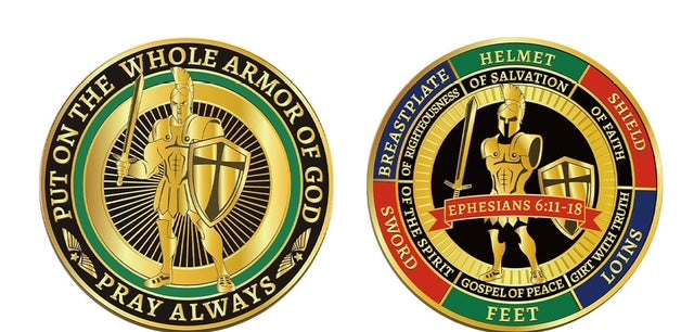 Full Armor of God Double Sided Challenge Coin SET OF 2 COINS