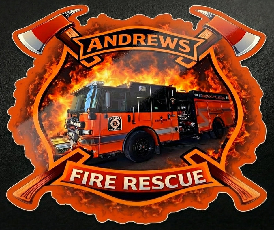 Andrews Fire Rescue Firetruck Window or Helmet Decal