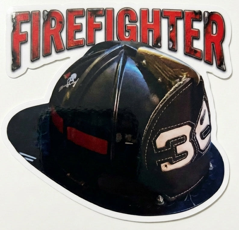 Black Helmet 38 Firefighter Window/Helmet Decal or MAGNET
