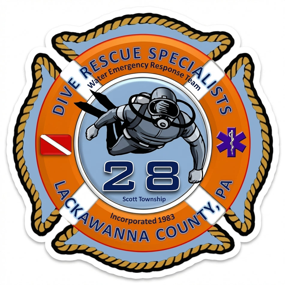 Dive Rescue Speciallists Helmet Window/Helmet Decal or MAGNET
