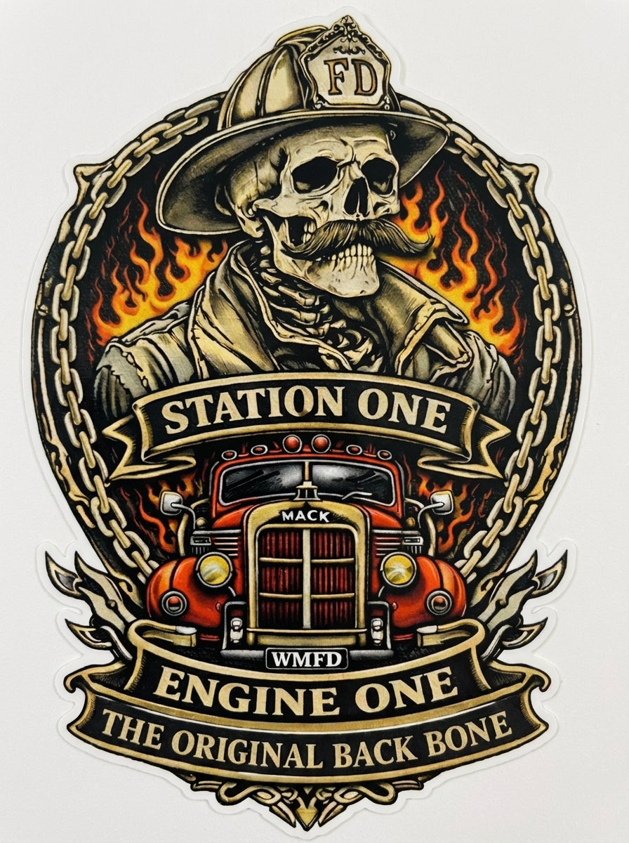 WMFD Station 1 Skeleton Window/Helmet Decal or MAGNET