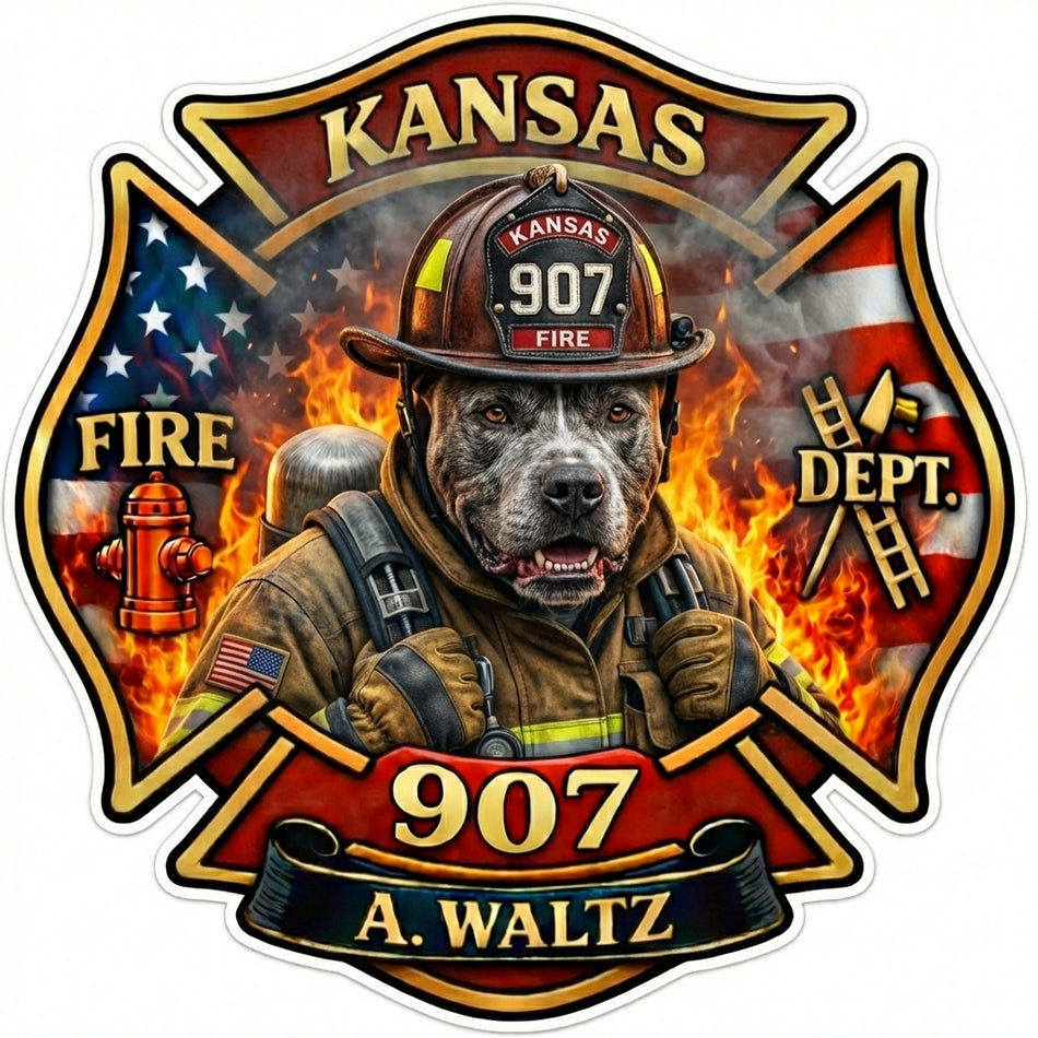 Kansas Fire 907 Waltz Window/Helmet Decal or MAGNET