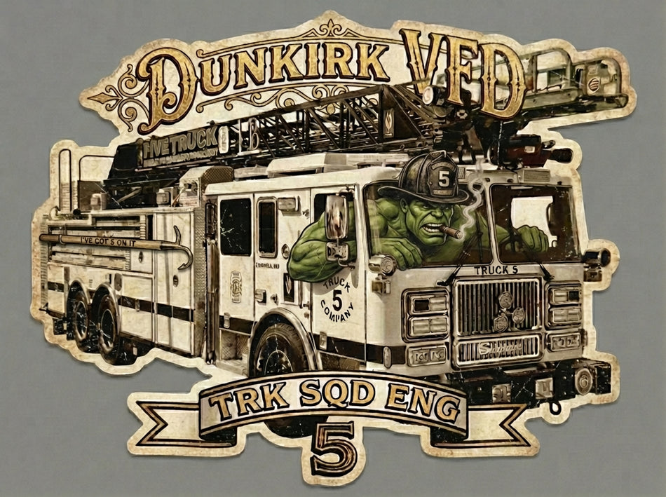 Dunkirk VFD TRK SQD ENG 5 Window or Helmet Decal