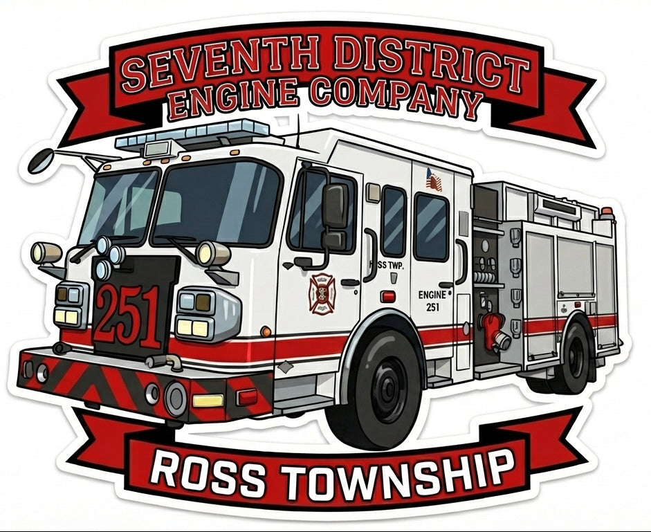 Seventh District Fire Company Ross Helmet Window/Helmet Decal or MAGNET