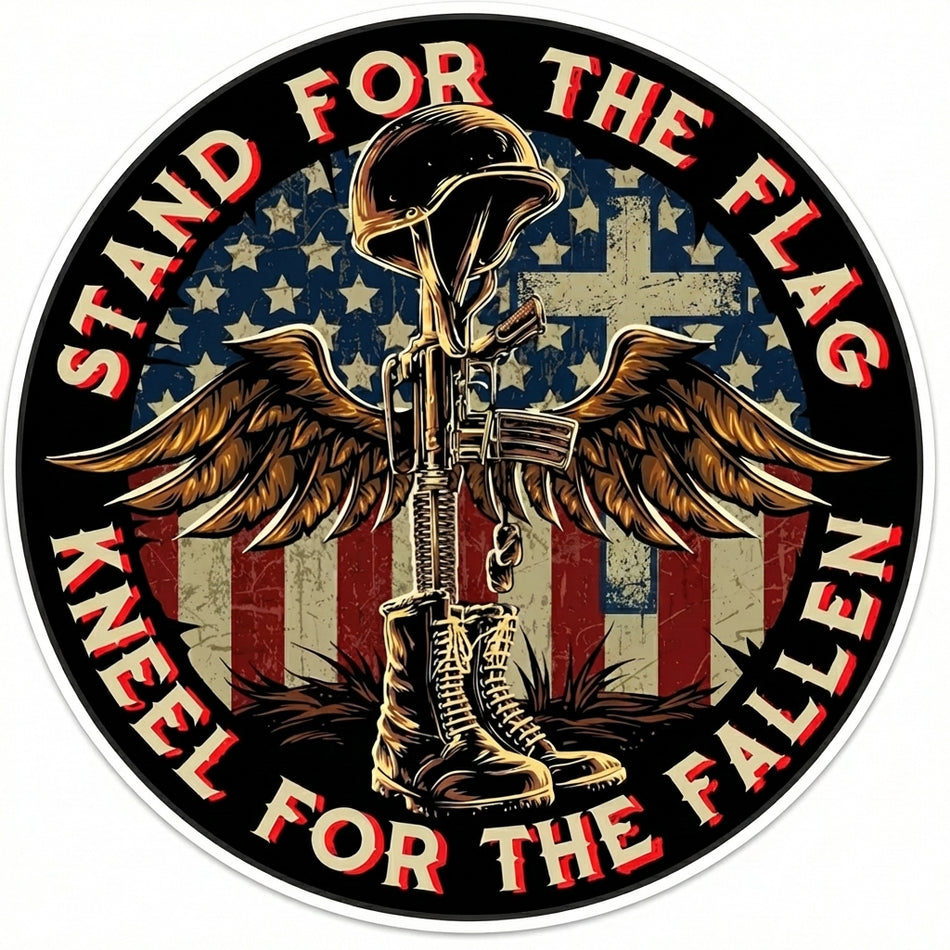 Stand for the Cross Kneel Fallen Helmet Window/Helmet Decal or MAGNET