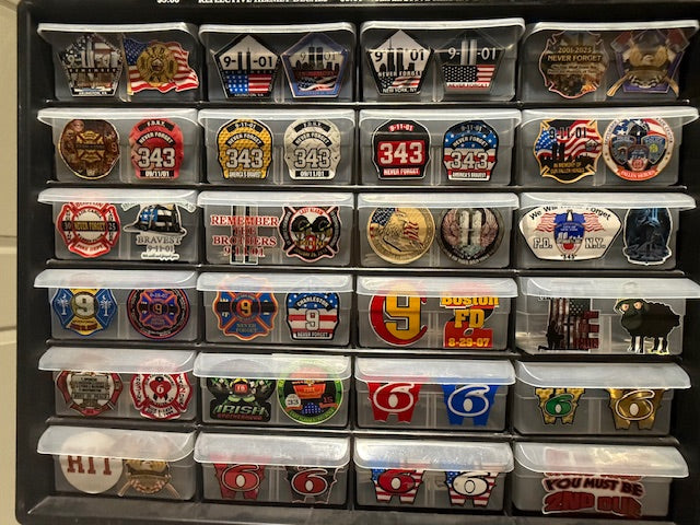 Firefighter Memorial Helmet Decals. Hundreds of them. CLEARANCE PACKAGE BIN FFMD1