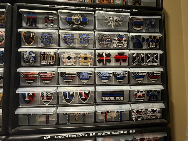 Firefighter Police Helmet Decals. Hundreds of them. CLEARANCE PACKAGE BIN 1ARSHAM