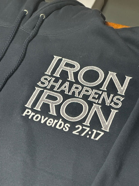 Iron Sharpens Iron 3X Proverbs 27:17 Navy Blue Independent Trading  Heavyweight Hooded Sweatshirt