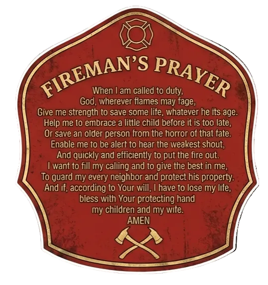 Firefighters Prayer Helmet Shield Window or Helmet Decal Powercall
