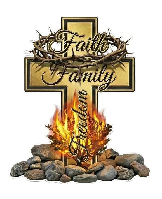 Faith Family Freedom Cross Window/Helmet Decal or MAGNET Tiktok