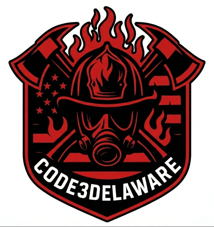 Code3Delaware Firefighter Window or Helmet Decal Powercall