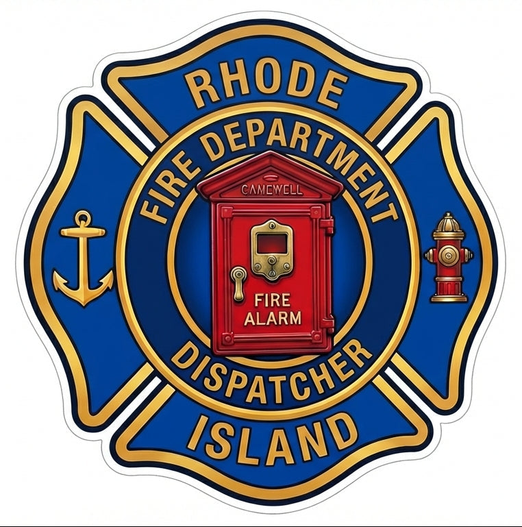 Rhode Island Fire Dept. Dispatcher Window or Helmet Decal Powercall