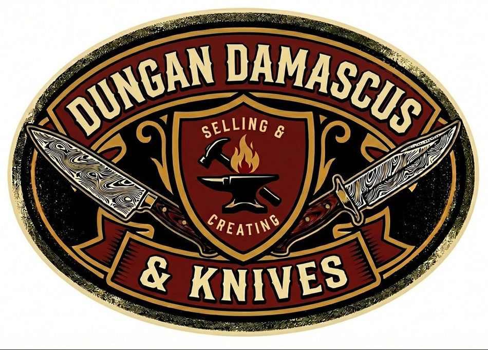 Dungan Damascus Knives Window/Helmet Decal or MAGNET Tiktok