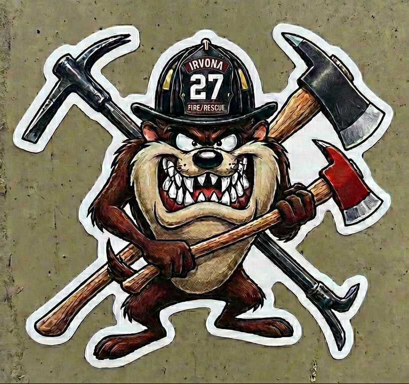 TZ Devil Firefightger Customer Window or Helmet Decal Powercall