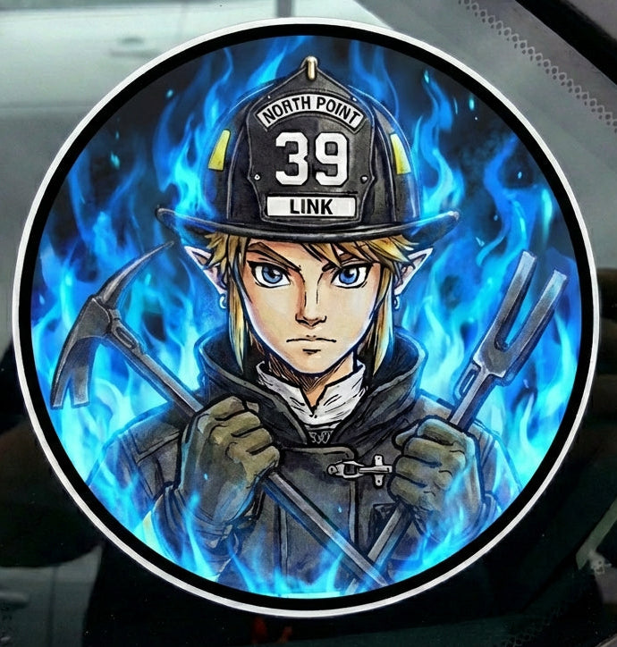 Zelda Firefighter Customer Window/Helmet Decal or MAGNET Tiktok