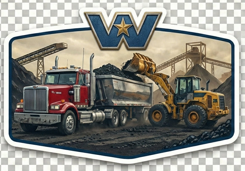 W Construction Coal Loading Window/Helmet Decal or MAGNET Tiktok