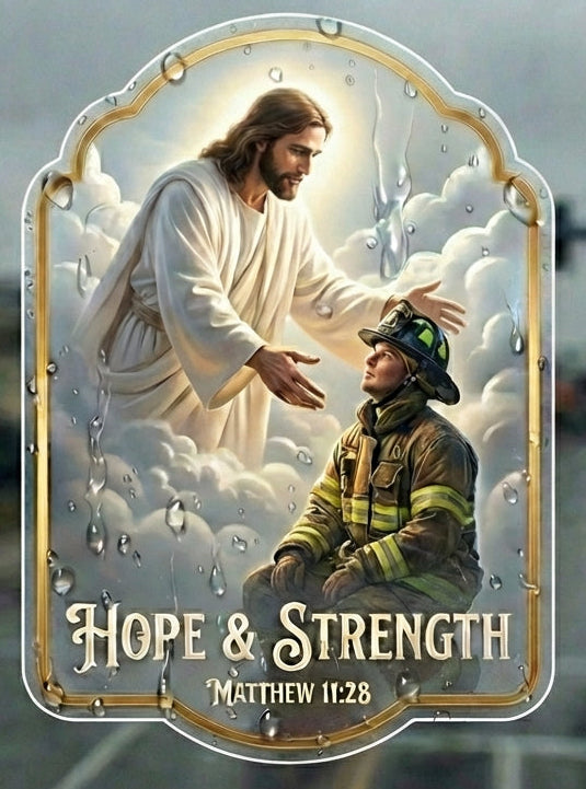 Hope and Strength Jesus Firefighter Decal Window/Helmet Decal or MAGNET Tiktok