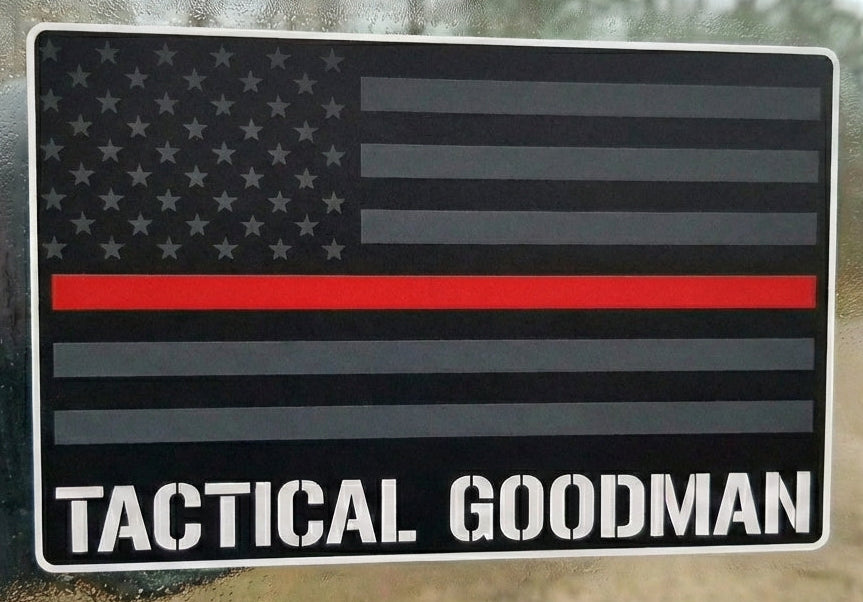 Thin Red Line Flag Tactical Goodman Window or Helmet Decal Tiktok