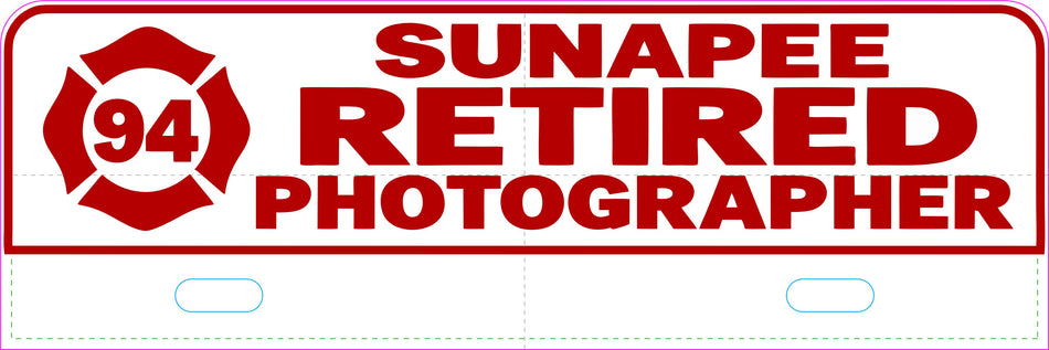 Sunapee Retired Photographer Top Half License Plate