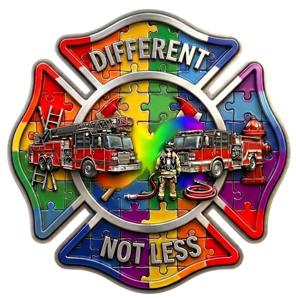 Firefigher Sticker Autism Fire Dept. Maltese Window/Helmet Decal or MAGNET Powercall