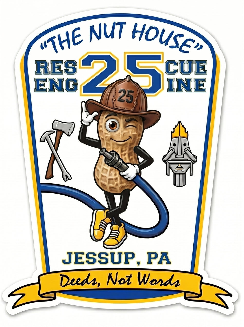 Rescue 25 The Nut House Customer window/Hardhat Decal