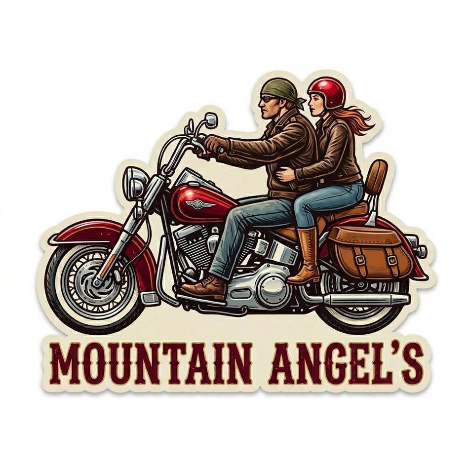 Mountain Angels on a bike Window/Hardhat Decal