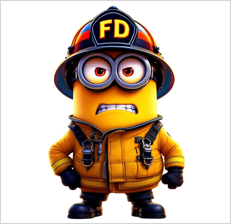 Firefighter Decal Sticker Minion Angry Firefighter AI Generated Decal